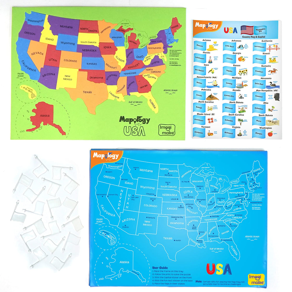 Imagimake Mapology USA Map with Capitals | Learning States and Capitals | US Geography Toys for Ages 5-7 | Jigsaw Puzzles for Kids Ages 8-10 Years | Educational Toys for Ages 8-13 Imagimake
