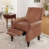 Small Recliner Chair, Single Sofa Recliner Chair with Wingback, Leather Accent Chair with Rivet Decoration for Living Room Bedroom Club Cafe, Matt Brown FiveWillowise