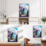 DPHERO Japanese Cherry Blossoms Diamond Painting Kits for Beginners Adults,5D DIY Diamond Art Kits,Round Full Drill Flowers Gem Art Crafts Kits,DIY Painting by Numbers for Home Wall Decor 12x16 inch DPHERO