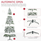 HOMCOM 9' Tall Unlit Snow Flocked Pine Artificial Christmas Tree with Realistic Branches, Green HOMCOM