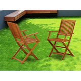 East West Furniture BCMCANA Beasley Patio Dining Folding Arm Chairs - Acacia Wood, Set of 2, Natural Oil East West Furniture