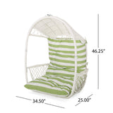 Christopher Knight Home Becky Wicker Hanging Chair with Cushion (Stand Not Included), White, Green Christopher Knight Home