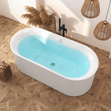 FerdY Nami 67" Acrylic Freestanding Bathtub, V Shape Freestanding Soaking Acrylic Bathtub, Modern White, cUPC Certified, Chrome Drain and Classic FerdY