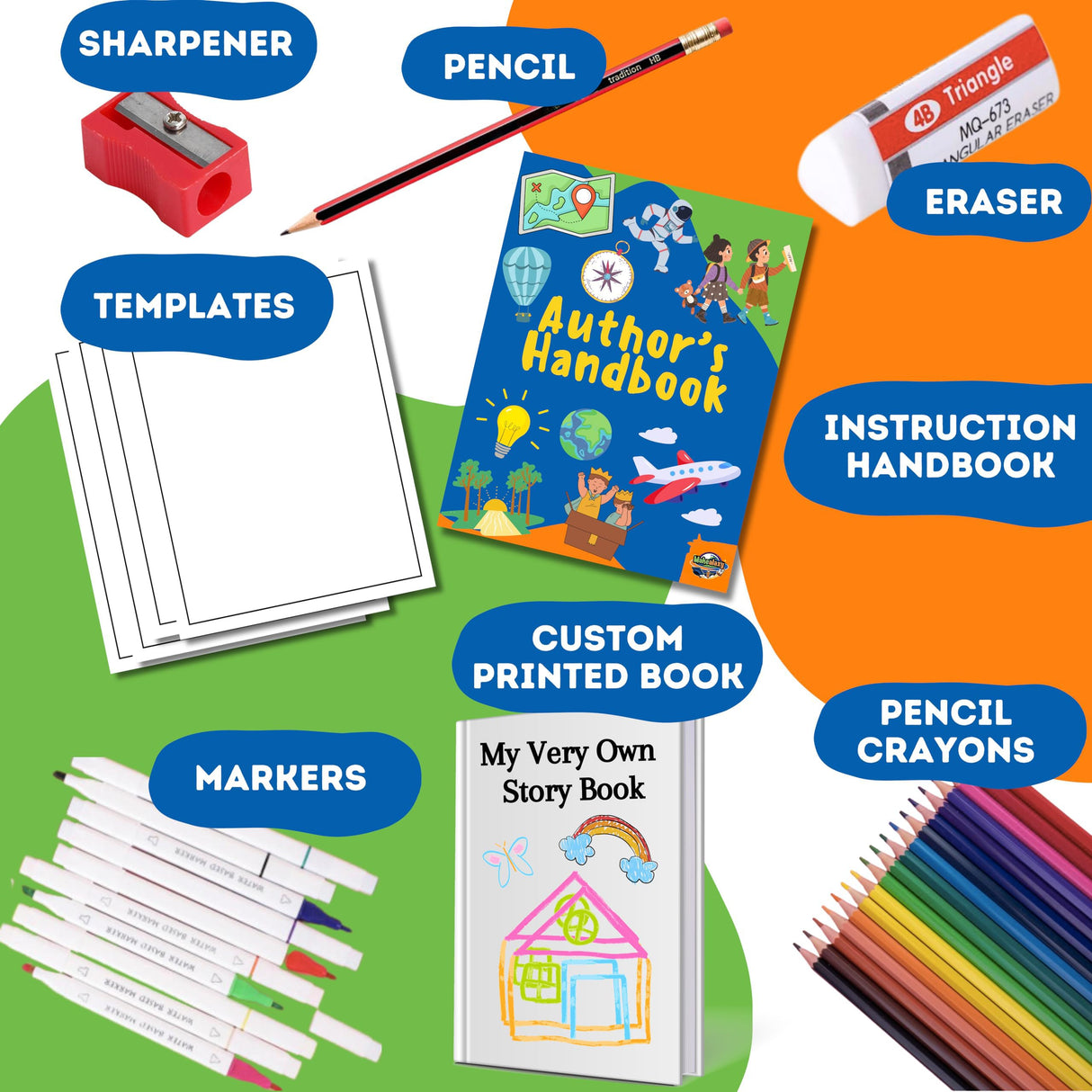 Story Crafters - Book Making Kit for Kids - with Custom Printed Hardcover Storybook - Write Draw a Storybook - Gift for Creative Kids - Novel Writing Starter - Book Maker Drawing Kit - Boys Girls Art Makealaxy