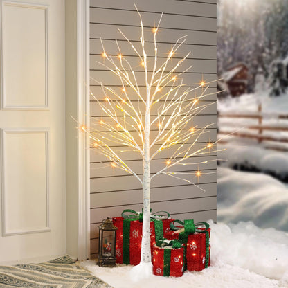 Dazzle Bright Lighted Tree, 6 Ft Birch Tree with Fairy Lights for Decoration Inside Outside, Birch Tree with 144 LED Lights for Christmas Holiday Wedding Home Room Decor, 2 Pack