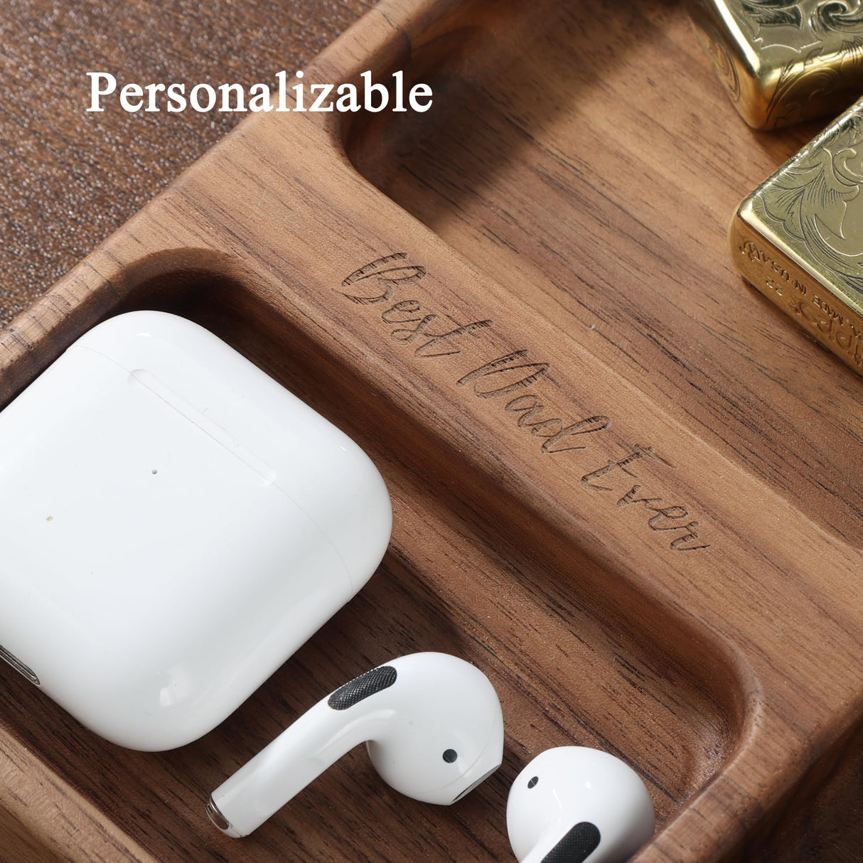 SeedWave Personalized Valet Tray, Customized Wooden Nightstand Organizer, Personalized Gift for Valentine’s Day from Wife, Customized Men Gift Ideas SEEDWAVE