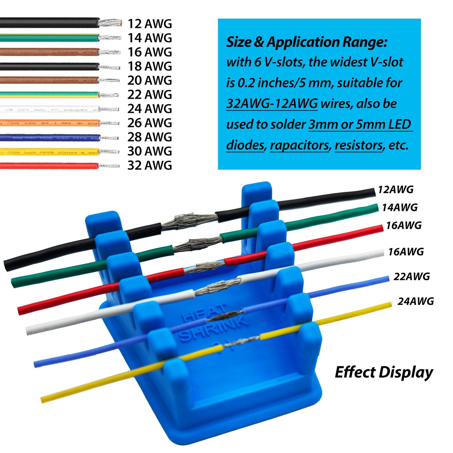 ZYRELYNX Upgraded Silicone Soldering Stand, Helping Hands Soldering Station, Soldering Wire Holder with 6 Slots - Third Hand Soldering Iron Stand for 32AWG to 12AWG Wires(Only Stand), Blue, 1 Pcs