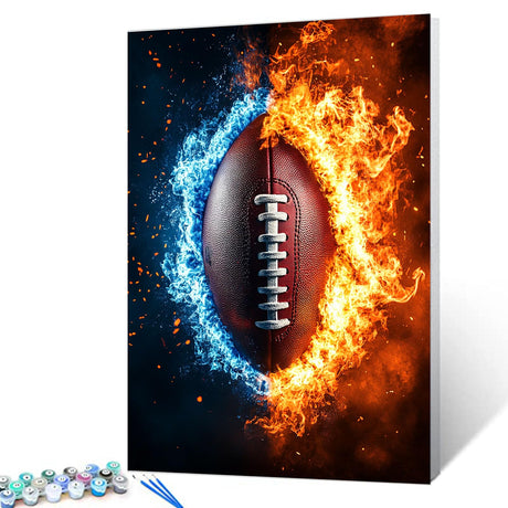 Tucocoo American Football Paint by Numbers Kits 16x20 inch Canvas DIY Oil Painting for Adults with Brushes and Acrylic Pigment Fantasy Fire Digital Art Colorful Picture for Home Decor (Without Frame) Tucocoo