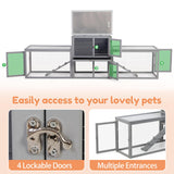 COZIWOW Rabbit Hutch Outdoor, 94.5" Extra Large Bunny Hutch, 2-Story Wooden Rabbit Cage Indoor for 2 or More Bunnies with Pull-Out Tray & Weatherproof Roofs (Grey) COZIWOW