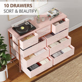 GAOMON Dresser for Bedroom TV Stand for 55” TV, Entertainment Center with 10 Drawers, Storage Organizer Unit for Living Room, Closet, Entryway, Hallway (Pink) GAOMON
