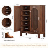 Tribesigns Shoe Cabinet with Doors, 5-Tier Shoe Storage Cabinet with Adjustable Shelves, 20 Pairs Wooden Shoe Rack Organizer, Narrow Shoe Cabinet for Entryway, Hallway, Living Room, Walnut Tribesigns