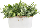 Dahey Artificial Eucalyptus Faux Plants Indoor for Farmhouse Home Decor Fake Potted Plants in Rustic Rectangular Pots Table Centerpiece for Office Bath Living Room Greenery Decor, 7" L x 4" H Dahey