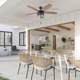 Honeywell Ceiling Fans Foxhaven Farmhouse 52 Inch Ceiling Fan with Light, Outdoor Fan/Indoor Dual-Mount LED Ceiling Fan, 5 Blades, Gray Cedar and Walnut Blade Finish Options, Matte Black (51631-01) Honeywell Ceiling Fans