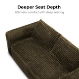 LIKIMIO 71" Loveseat Sofa in a Box - Plush Corduroy Deep Seat Couch, No Assembly Required, Space-Saving Design for Compact Living Room, Apartment, Home Office, Brown LIKIMIO