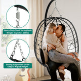 YITAHOME Hanging Egg Swing Chair Outdoor Wicker Hammock Chairs Indoor with Steel Stand UV Resistant Cushion 350lbs for Patio, Bedroom, Garden and Balcony, Gray YITAHOME