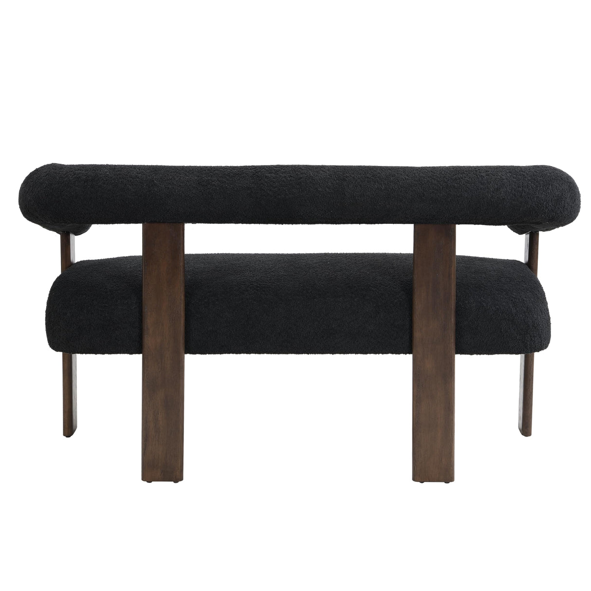 Christopher Knight Home Celen Modern Boucle Fabric Upholstered Loveseat with Round Armrest and Rubberwood Frame, Comfy Living Room 2-Seater Sofa, Space-Saving Couch for Hotel/Apartment, Black + Brown Christopher Knight Home