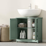 HOMCOM Under Sink Bathroom Cabinet, Pedestal Sink Storage Cabinet with 2 Doors, Shelf and U-Shape, Dark Green HOMCOM