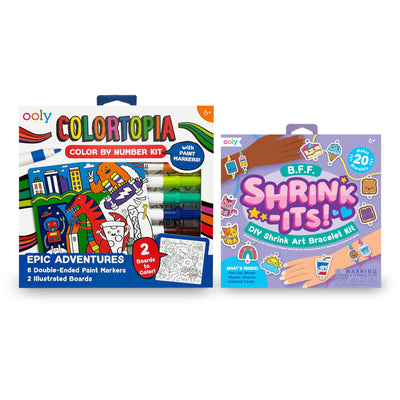 Ooly Colortopia Color by Number Paint Marker Kit & Shrink-Its 24 PC DIY Shrinking Art Bracelet Kit That Creates BFF Bracelets