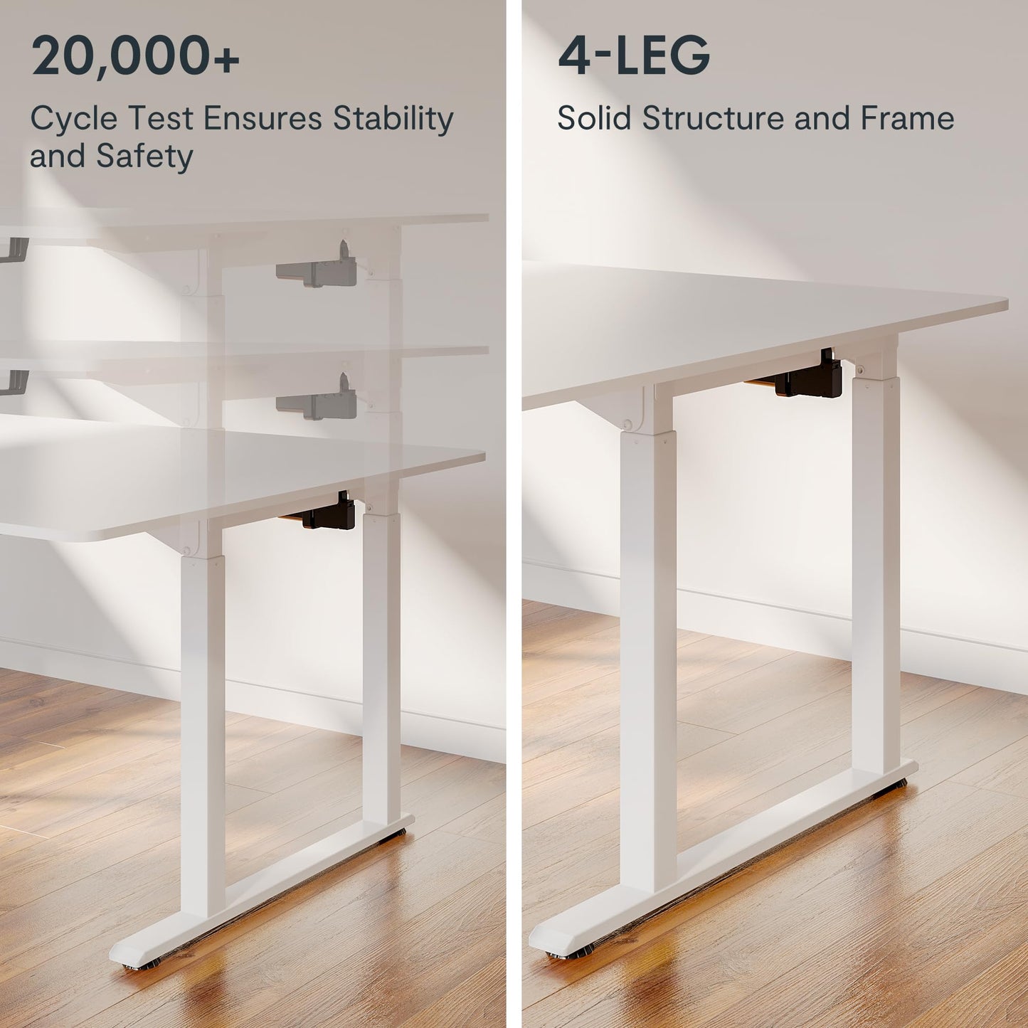 SANODESK L Shaped Standing Desk with Dual Motor 4-Leg Lift, Electric Height Adjustable Desk with Memory Presets for Home Office(71x32 Joint Boards,White) - WoodArtSupply