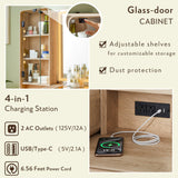 RedLemon 48" Vanity Desk with 36" HD Lighted Mirror and Lights, Mid-Century Modern Makeup Vanity with 5 Drawers & Glass Tabletop, Wood Dressing Table for Bedroom (Natural Oak) RedLemon