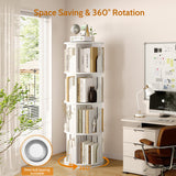 Rotating Bookshelf Tower, 4 Tier Corner Narrow Spinning Bookcase, 360° Revolving Storage Round Book Shelf, Vertical Swivel Lazy Susan Organizer for Kids Rooms Classroom Library Small Space Decor Vividwood