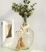 Meplait 39in Wood Bead Garland Farmhouse with Tassels,Versatile Prayer Beads Boho Chic Wall Hanging Home Decor(Natural) Meplait