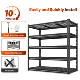 REIBII 48" W Garage Shelving 3000LBS Heavy Duty Storage Shelves, 5 Tier Adjustable Metal Shelves for Storage Rack Industrial Utility Shelf, Garage Storage Shelving Unit, 48" W x 24" D x 72" H REIBII