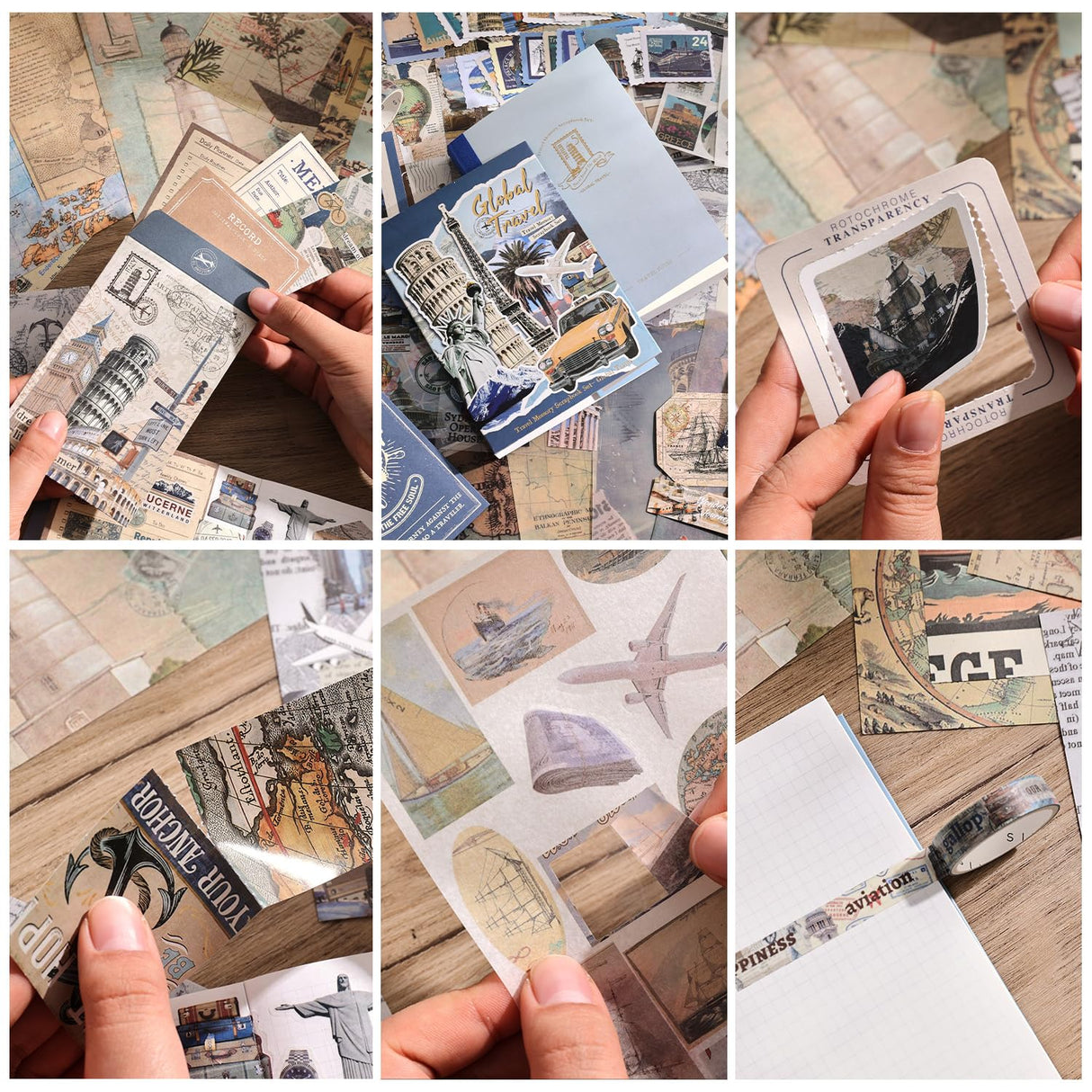 emmoolife Scrapbooking Supplies Kit, Daily Life World Travel Scrapbook Kit for Bullet Junk Journal, Stationery, A6 Grid Notebook, DIY Journaling Supplies, Birthday Craft Gift Teen Girl Kid Women emmoolife