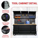 CT Copper Tailor 72-inch Rolling Tool Chest with Integrated Power Strip,15 Drawers and Wheels, Garage Workbench with Storage, 3 Upper Cabinets, Pegboard in Matte Black CT Copper Tailor