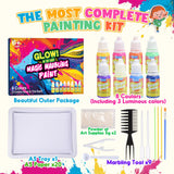 Glow Water Marbling Paint for Kids, Arts and Crafts for Kids Age 6-12, Gifts Toys for 6 7 8 9 10 11 12 Year Old Girls Boys, Crafts for Kid Age 6-12 Birthday Gifts Ideas (Marbling Paint Blue) Puidapo