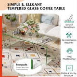 Tangkula Glass Coffee Table, 42.5" L × 20" W ×14" H, Modern Home Furniture, Clear Tempered Glass End Table, International Occasion Tea Table, Waterfall Table with Rounded Edges (Clear) Tangkula