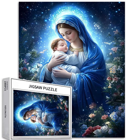 Madonna Holding Baby Jesus 1000 Piece Jigsaw Puzzles for Adults 27×20 Inches Theotokos Puzzles Virgin Mary Puzzle Colorful DIY Puzzles for Home Decoration Gifts Family Puzzle Perfect for Game Nights Generic