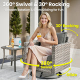 ovios 9 Pieces Patio Furniture Set, Outdoor Wicker Sectional Sofa with 30" Fire Pit Table Swivel Chair, Modern Modular Deep Seat Rattan Couch Conversation Sets, Black ovios