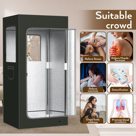 EIFABF Home Steam Sauna Box, Heater,Warm Box,Portable Full Size Personal Sauna for Indoor Spa, 600D Thicken Sauna Tent Kit with 2.6L & 1000W Home steam Bath Box& Remote Control & Mat, for Weight Loss EIFABF