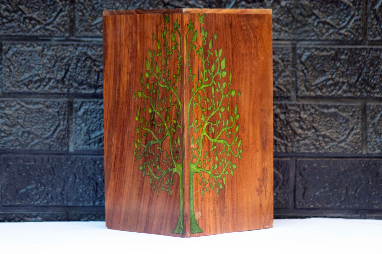 Star Handmade Rosewood Urn for Human Ashes - Adult Tree of Life Wooden Urns Hand-Crafted - Celtic Funeral Cremation Urn for Dogs Engraved (11X6) 250 STAR INTERNATIONAL