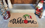 Erweicet Christmas Door Mat Xmas Welcome Christmas Mat Non-Slip and Washable Winter Doormat Rubber Back Snowflakes Door Mat Rugs for Indoor Outdoor(Green Hand Pattern) Erweicet