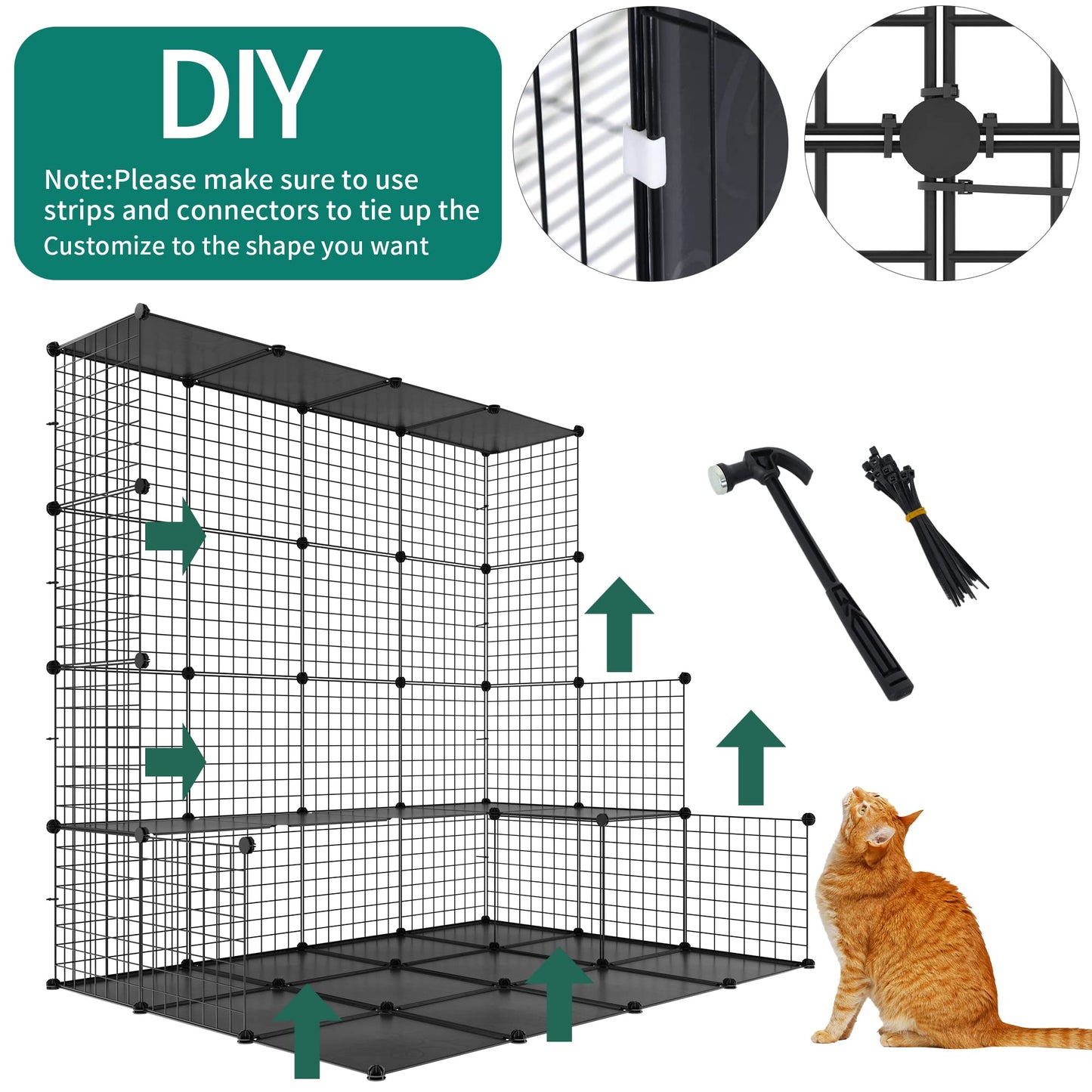 YITAHOME Cat Cage Indoor Large with Storage Cube DIY Outdoor Catio Cat Enclosures Metal Cat Playpen with Hammock Platforms for 1-4 Cats 5 Tiers Cat Kennel - WoodArtSupply