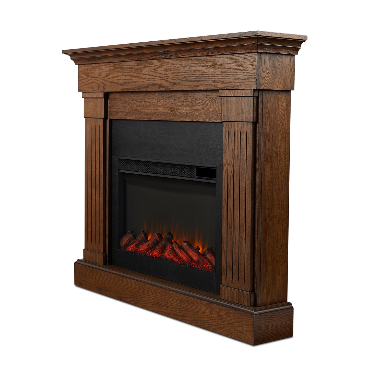 Real Flame Crawford 48" Slim Electric Fireplace with Mantel for Living Room or Bedroom, Replaceable Fireplace Insert Heater, Realistic Log and Flame Effect, Remote Control, Timer.