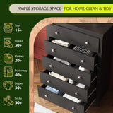 WLIVE Wood Dresser with 5 Drawer, Cabinets Dressers Wood Dresser Cabinet, Organizer Drawers for Bedroom, Living, Hallway, Measuring 15.7" W*31.4" D*45.3" H, Black ﻿ WLIVE