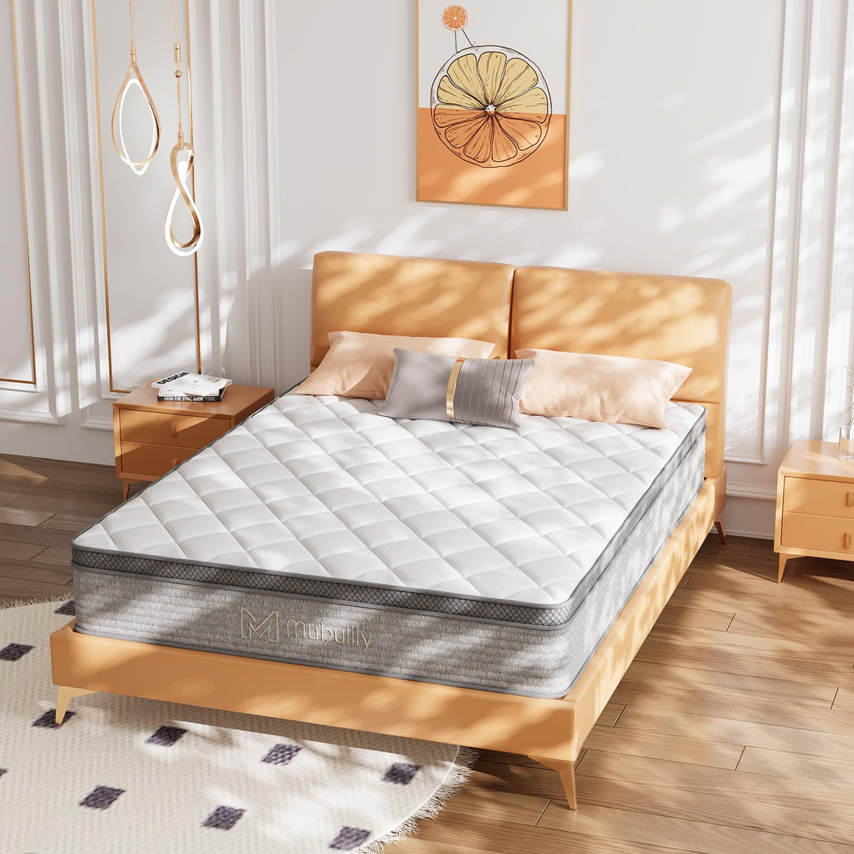 Mubulily Full Mattress,14 Inch Full Size Hybrid Memory Foam and Individual Pocket Spring,Motion Isolation,Medium Firm Mattress,Pressure Relief,CertiPUR-US,100 Nights Trial Mubulily