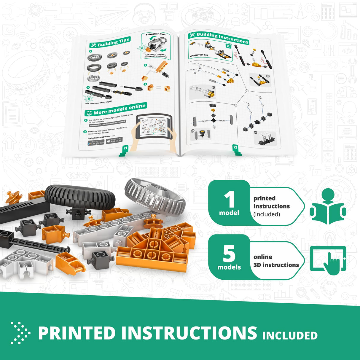 Engino STEM Toys, Physics Laws: Inertia, Friction & Circular Motion, Engineering Kit for Kids 9+, Creative STEM Projects, Gifts for Boys & Girls, Building Toys (6 Model Options) Engino