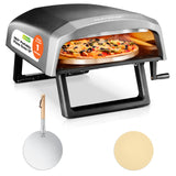 NutriChef Outdoor Pizza Oven with 360° Rotating Pizza Stone | Adjustable Heat Control Dial, Includes Pizza Peel, Stone & Regulator with Hose | Cooks 12" Pizza in 60 seconds | 25.2 x 16.1 x 14 IN NutriChef