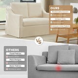 Tbfit 51" Loveseat Couch, Slipcovered Sofa, Small Sofas with Removable Cover, Pocket Spring Cushion, Mini Couches, Living Room Furniture for Home, Apartment, Farmhouse, Beige Tbfit