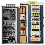 Over The Door Pantry Organizer, 8-Tier Over The Door Organizer with Adjustable Baskets, Metal Hanging Spice Rack for Pantry Organizers and Storage, Suitable for Kitchen Laundry Room & Bathroom, White MSERCUOR