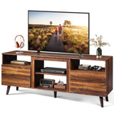 WLIVE TV Stand for 65 Inch TV, 58 inch Entertainment Center with 2 Storage Cabinets, Media Console for Living Room, Bedroom and Office, Retro Brown WLIVE