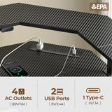 Rolanstar Standing Desk L Shaped with LED Light and Power Outlet, Electric Height Adjustable Desk with Monitor Stand, Carbon Fiber Rolanstar