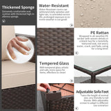 Rattaner Outdoor Furniture Club Chair 3 Pieces Patio Single Sofa Chairs and Glass End Table Outdoor Chairs Set of 2 and SideTable with Anti-Slip Cushions and Waterproof Cover, Khaki Rattaner