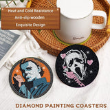 6 PCS Diamond Painting Coasters Kits with Holder Horror Halloween, DIY Funny Jack Skull Diamond Art Coaster Sets for Beginners Adults and Kids Art Craft Supplies Holiday Gift Bysincy
