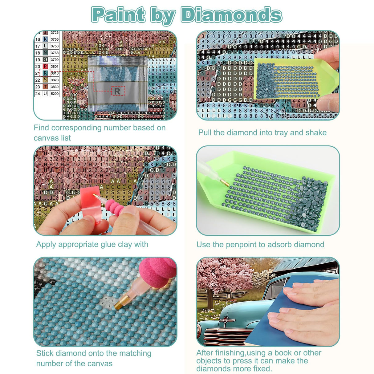 CEOVR Truck Diamond Painting Kits, Truck Flower Diamond Art Dots for Adults 5D Full Drill DIY Gem Art for Beginner, Adult Crafts Kits Arts and Crafts Wall Decor for Home Office 12x12in CEOVR