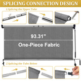 Shade&Beyond Outdoor Roller Shades with Splicing Design, 8' W x 8' H Cordless Patio Roll Up Blinds, Exterior Shade Cloth Roll for Porch, Gazebo, Pergola, Balcony, Gray Shade&Beyond